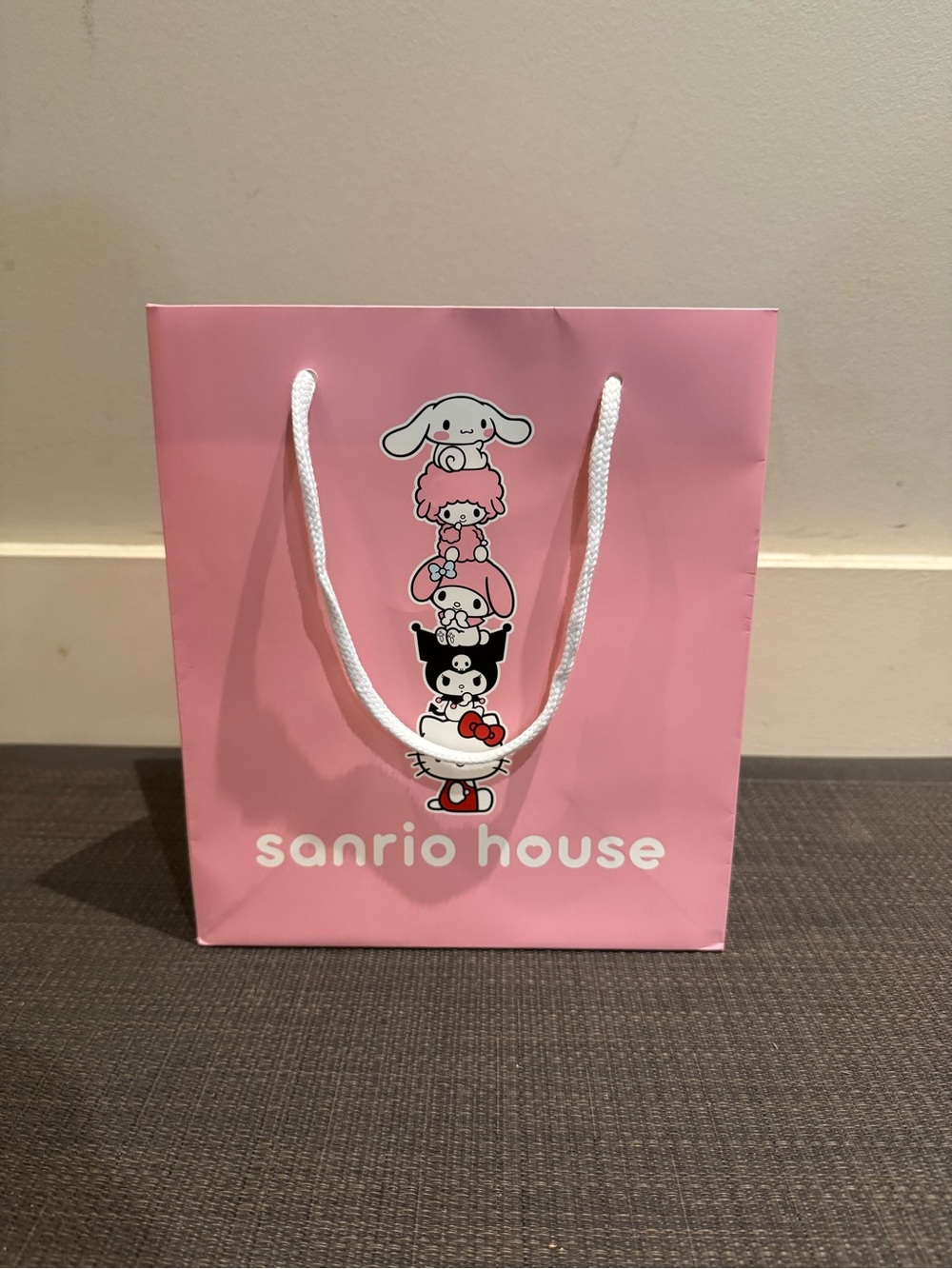 Sanrio House pink paper shopping bag from Japan